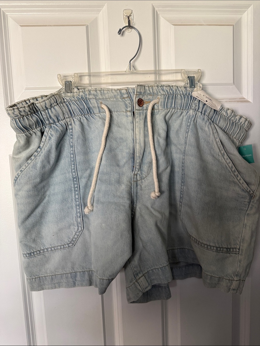 Maurices Light Wash Denim Jean Shorts with Drawstring